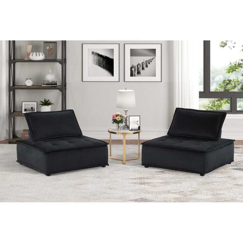 Ensemble de chaises longues sans accoudoirs l 40 po en velours noir