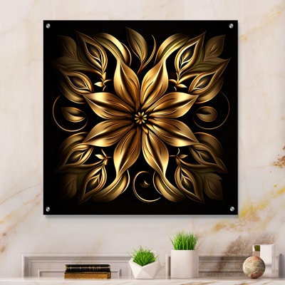 Golden Lily On Black IV - Lily Acrylic Wall Art