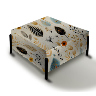 Earthy Elegance Boho Pattern IV - Floral Large Square Ottoman