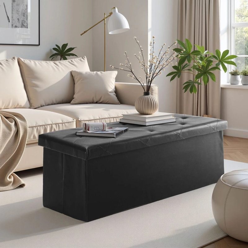 Folding Storage Ottoman Bench, Ottoman with Storage, Foot Rest Stool for Living Room, Bedroom, Entryway