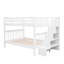 Lit superposé blanc avec escalier pour chambre à coucher, garde-corps et garde-corps, structure de haute qualité, escalier fonctionnel, lit avec lit blanc et rail divisibles, pieds en pin massif, accès sécuritaire, compartiments, sans sommier à ressorts