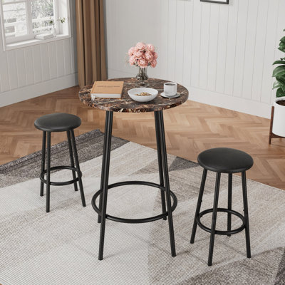 Ensemble de table de bar 3 pièces avec 2 tabourets de bar, table de pub
