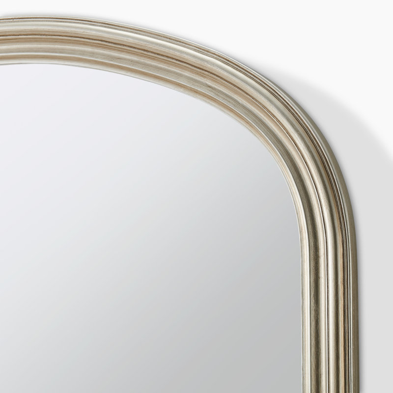 Cecil Solid Wood Freestanding Overmantle Arch Mirror - Modern Regency Design, Silver