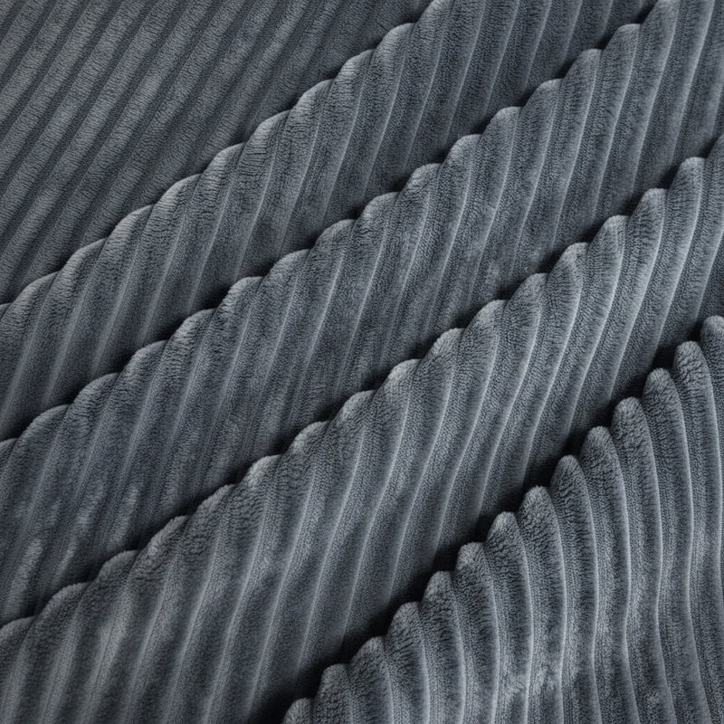 Pouf entièrement comprimé, revêtement en velours côtelé, Gris foncé