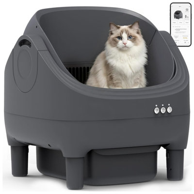 Self Cleaning APP Control Odor-Free Litter Box - For Multiple Cats - Gray