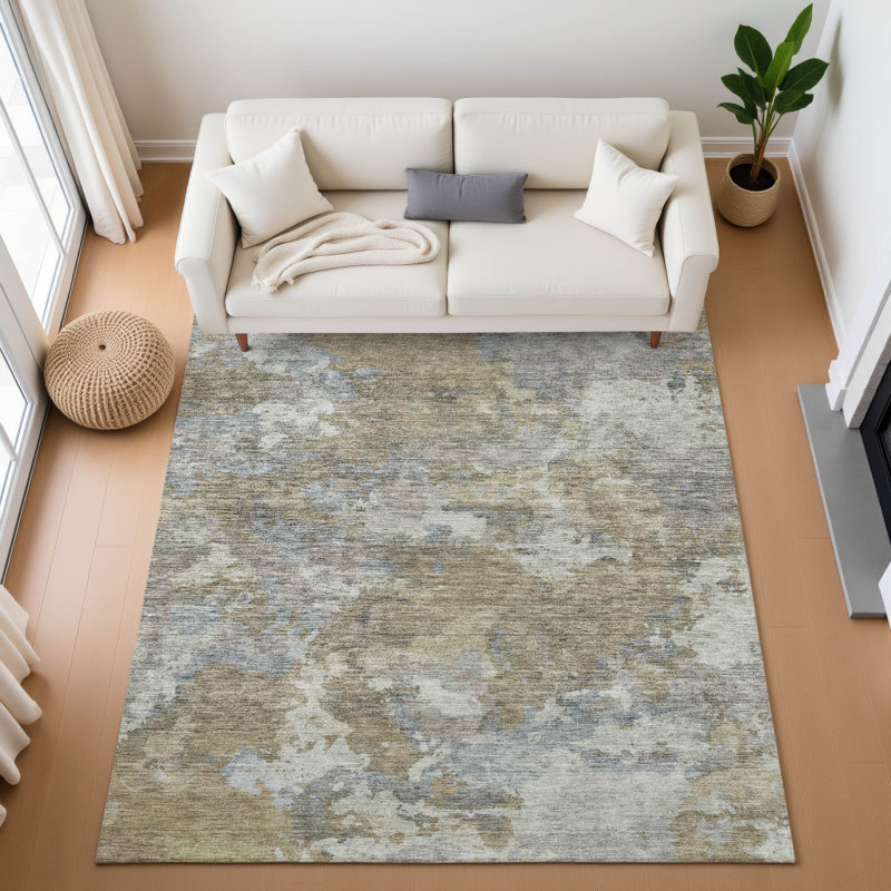 Premium Machine Washable Pinkston Abstract Rug, Rectangle 3' x 5'