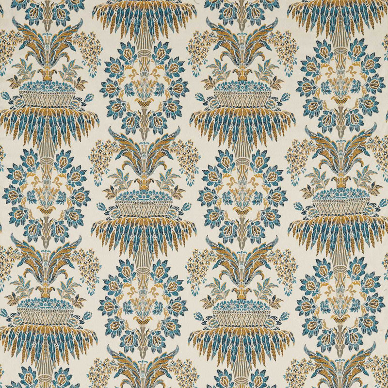 Suffolk Long Gallery Brocade Fabric, Teal/Gold