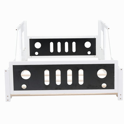 Full Size Classic Car-Shaped Platform Bed with Wheels,White