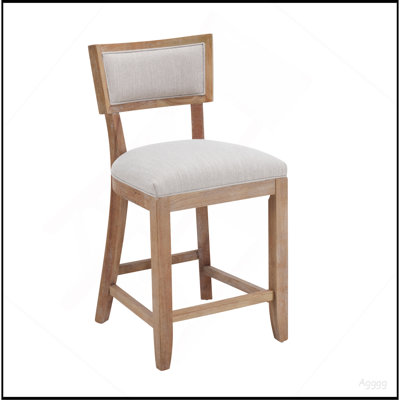 Ensemble de 2 tabourets de comptoir 26,5 po, tabourets de bar rembourrés à hauteur de comptoir avec dossier confortable, structure en bois d'hévéa massif, dossier, repose-pieds, tabourets de bar sans accoudoirs pour bar personnel, comptoir de cuisine, beige et naturel