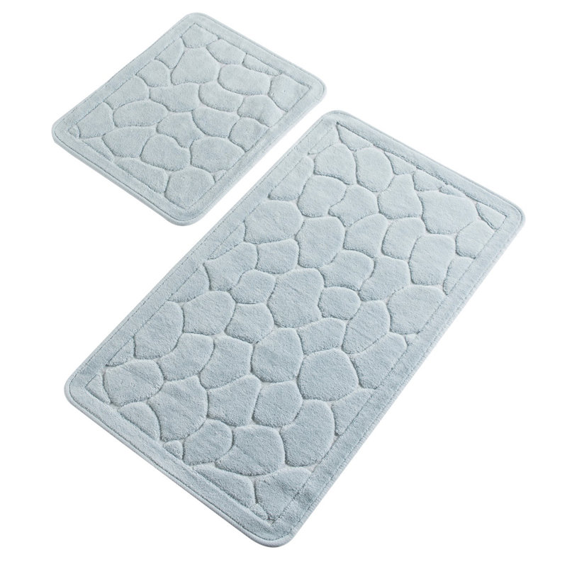 Ensemble de tapis de bain en coton de qualité supérieure (2 pièces) - antibactérien, antidérapant, 19,7 x 23,6 pouces et 23,6 x 39,4 pouces | 100% coton, 1,76 lb par mètre carré | Lavable à la machine, douceur luxueuse pour le confort et la sécurité de la salle de bain