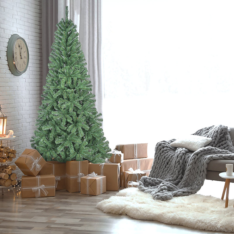 Arbre de Noël artificiel avec 500 pointes en PVC, structure à charnières et support en métal, 52'