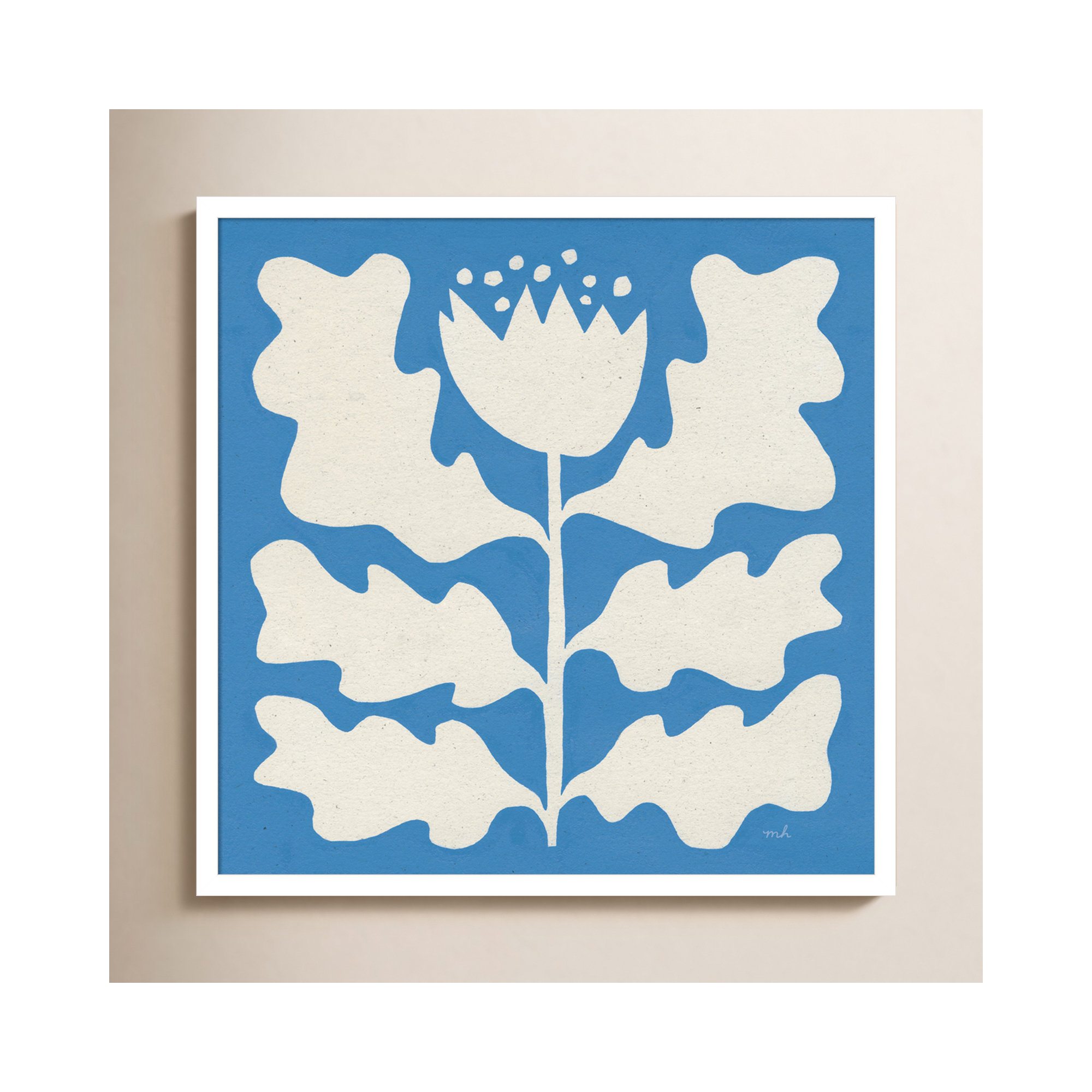 Delighted I Blue by Moira Hershey, 25" W x 25" H, White
