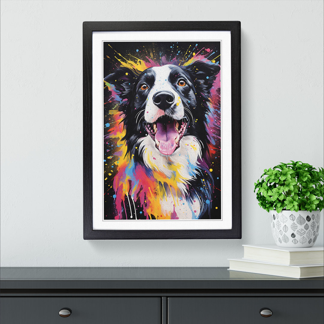 Border Collie Action Painting - Framed Print