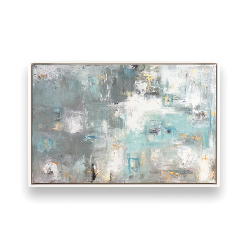 Turquoise Memories, reproduction sur toile dans un cadre, H 32,75 po x l 48,75 po, Blanc opaque