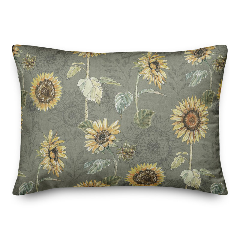 Floral Reversible Throw Pillow, Green