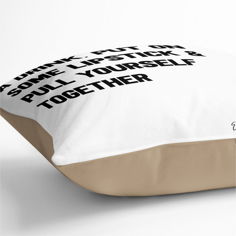 Pour Yourself a Drink Typography Scatter Cushion, Stone, 55cm H x 55cm W x 20cm D