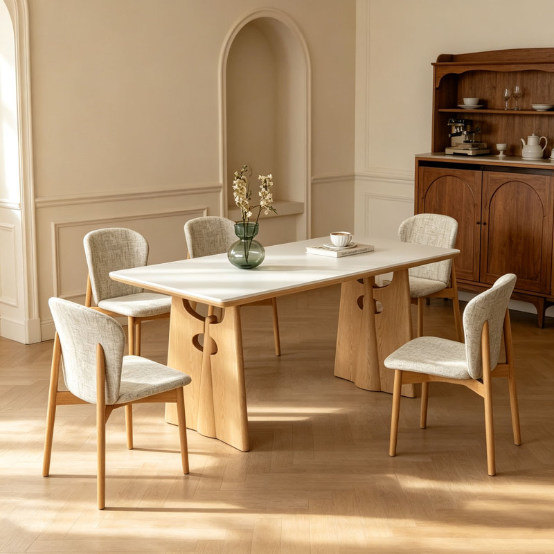 Table en bois massif et pierre frittée, H 29,5 po x l 70,9 po x P 35,4 po