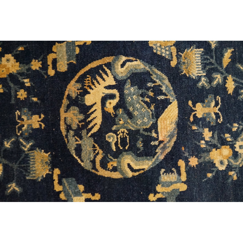 Tapis chinois antique chinois en laine noué à la main de petite taille rectangulaire d'époque des années 1930