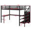 Lit mezzanine avec bureau en L et port USB, armoire et tablette réglable et DEL