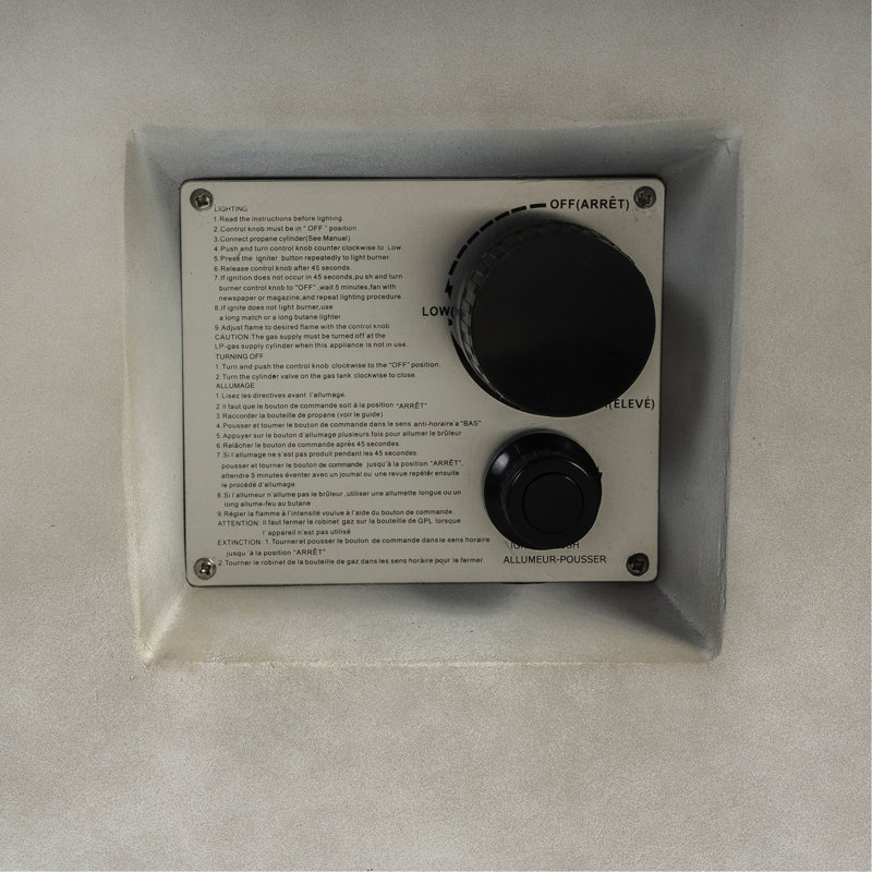 Foyer de table au propane 60 po 60 po, foyer d'extérieur rectangulaire en béton de 60000 BTU pour cour extérieure - gris clair