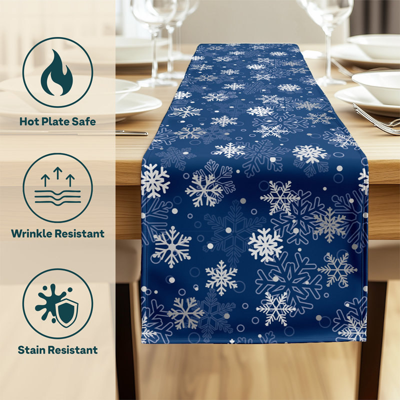 Eustis Geometric Table Runner, 72" L x 12" W, Navy