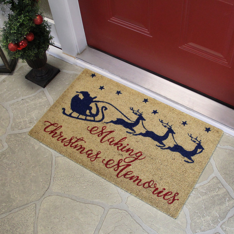 Paillasson père Noël et renne faisant des souvenirs de Noël 18 po x 30 po