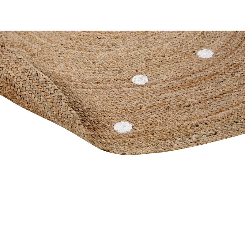 Alafia Round 140 cm x 140 cm Polka Dots Jute / Sisal Hand Braided Area Rug