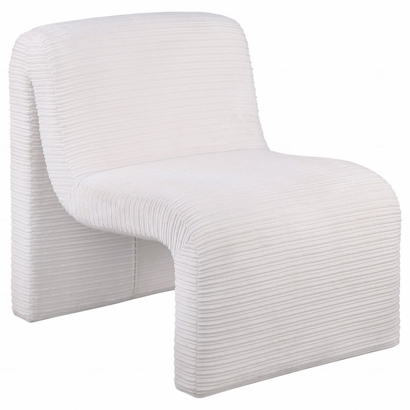 Fauteuil d'appoint incurvé recouvert de tissu ivoire, Ivoire ivoire