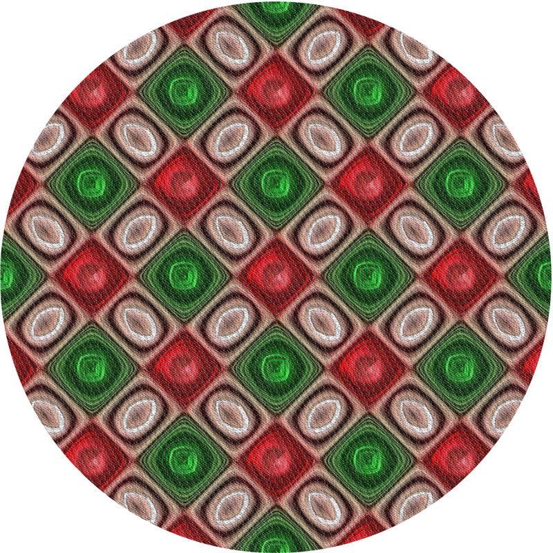 Tapis rouge à motif géométrique, Rond 6 pi