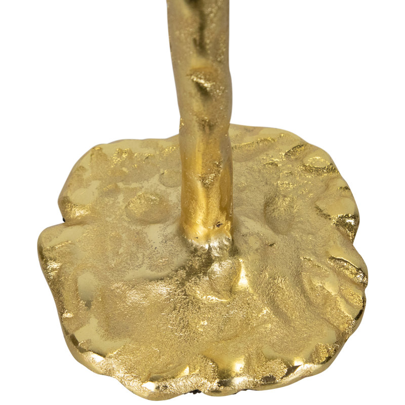 Porte-cônes minces en métal texturé avec base en nénuphar - 16 po - doré - ensemble de 2