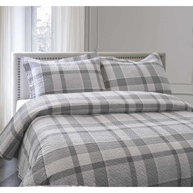 Polyester Standard Plaid Quilt, Twin Quilt + 1 Standard Shams