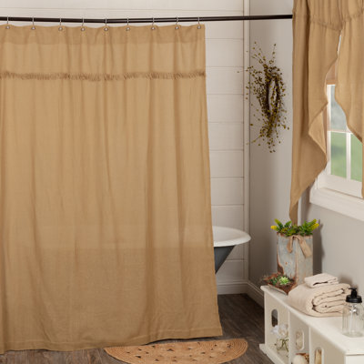 Vassallo 100% Cotton Burlap Single Shower Curtain