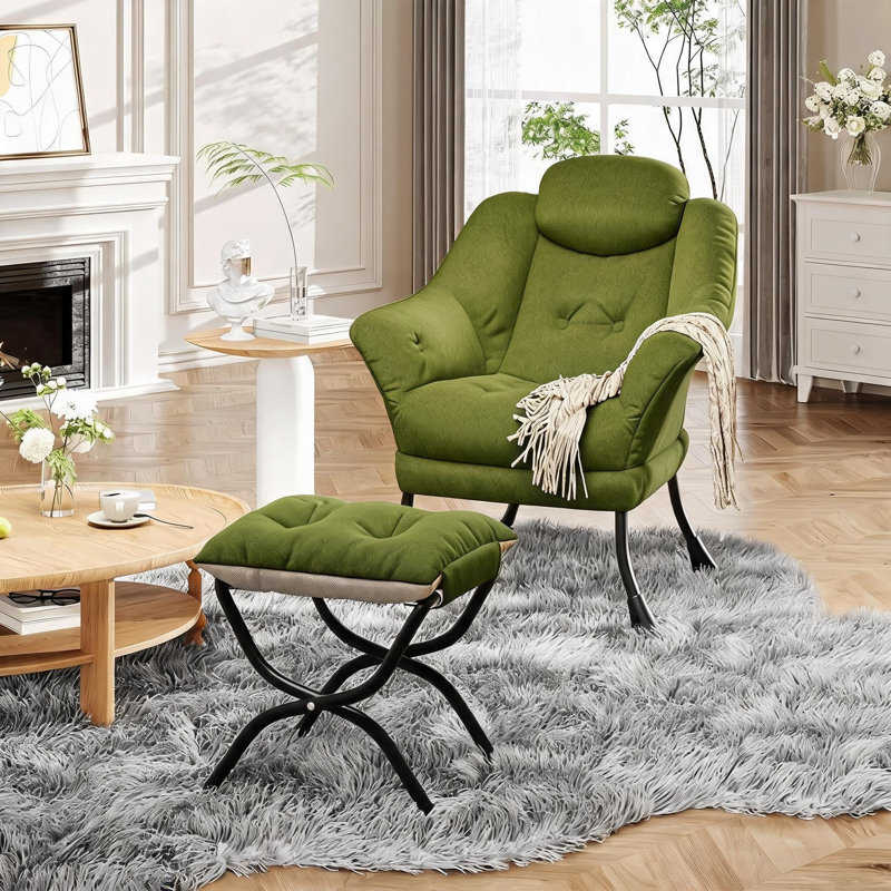 Upholstered Bean Bag Chair, Green