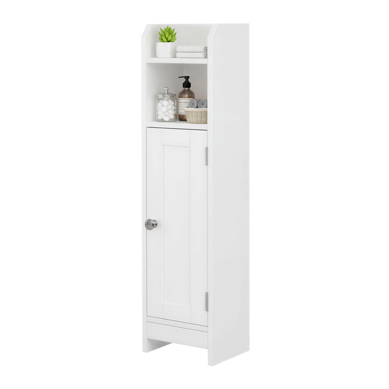 Rangement pour papier hygiénique, armoire à rouleau de papier hygiénique, armoire de salle de bain, étagère de salle de bain étroite, tablettes réglables, peu encombrante, assemblage facile, blanc