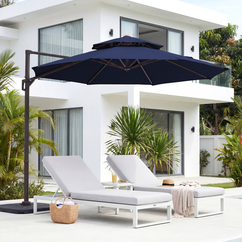 Parasol en porte-à-faux Pulk, Marine, L 120 po x P 120 po