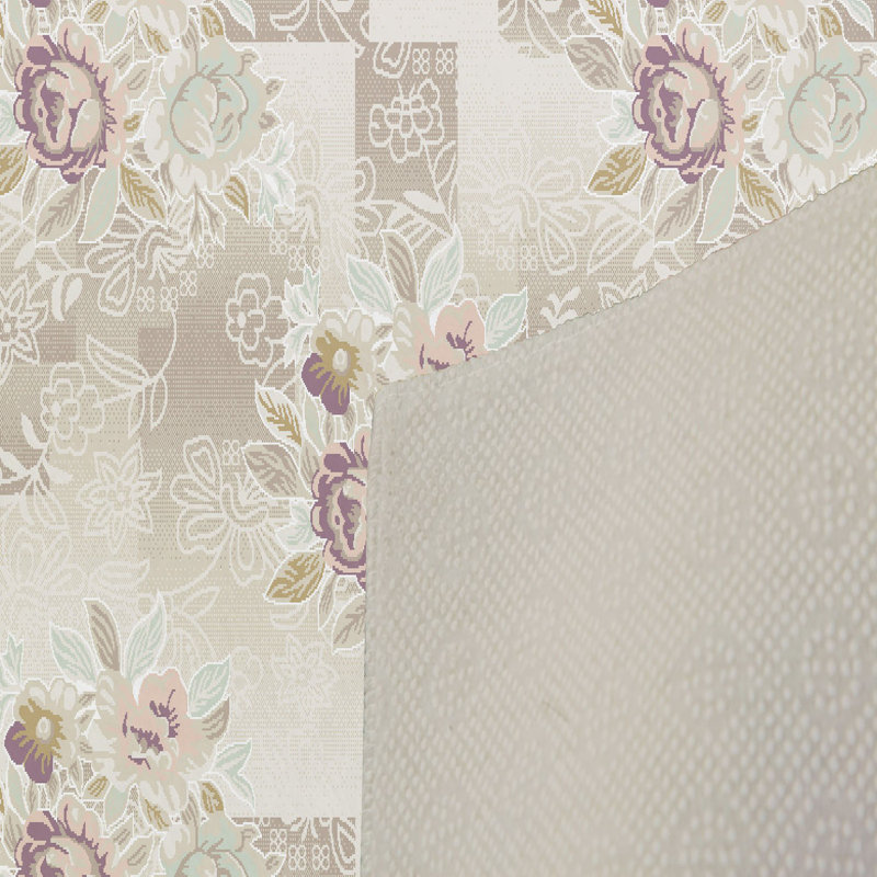 Tapis floral tissé à la machine en polyester Marita gris / vert / mauve, Rectangle 5 pi 3 po x 7 pi 7 po