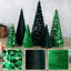 6 pièces 12 "10" 6 "décoration d'arbre de Noël vert Velet Cone Tree