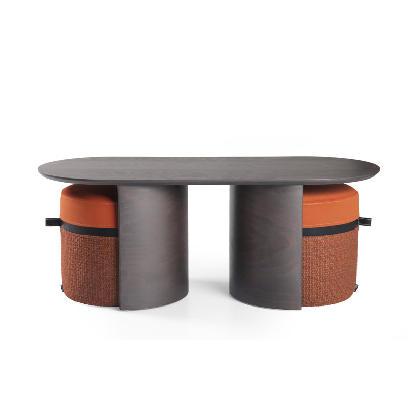 Kangaroo Solid Wood Coffee Table, Gray, Orange