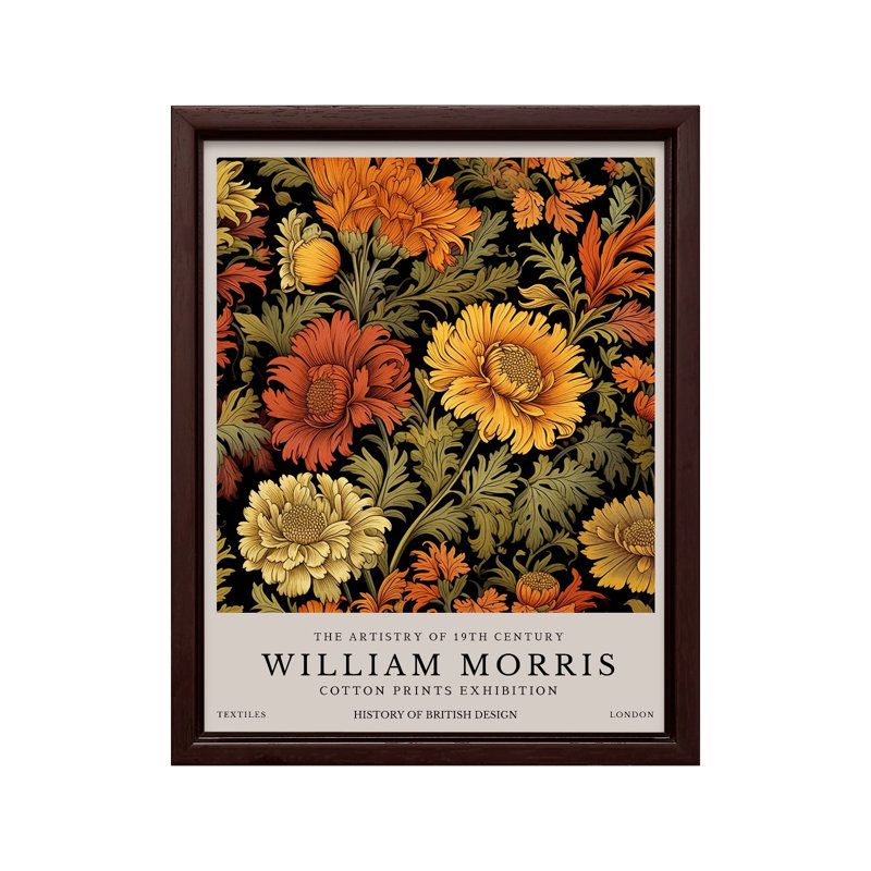 William Morris - Fleurs en fleurs, Canvas, Brown Framed, 11"H x 14"W