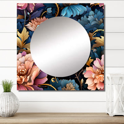 Figone - Grand miroir carré floral pour décoration murale