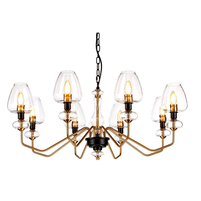 Khari 8 - Light Shaded Chandelier, Aged Brass
