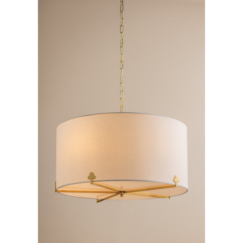Lustre tambour 5 lumières Darlene, Laiton vieilli