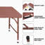 Table pliante brune de 4 pi pour le jardin et les événements extérieurs, surface, structure stable, aucun assemblage de camping à la maison pliable et portable, pieds en caoutchouc antidérapants lisses, facile à nettoyer