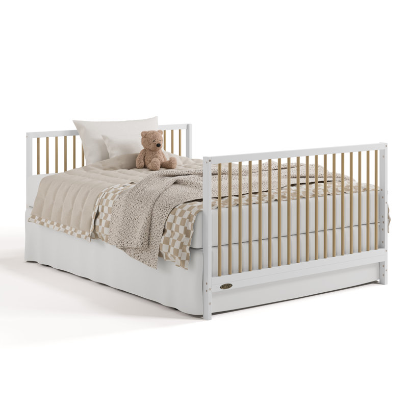 Lit de bébé convertible 5 en 1 avec tiroir Teddi, Blanc / bois flottant
