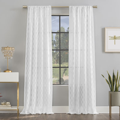 Scott Living Verge Geometric Clipped Jacquard Semi-Sheer Rod Pocket Curtain Panel