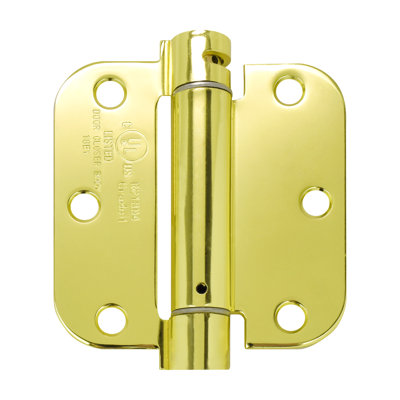 3 1/2 po x 3 1/2 po, charnière à ressort, rayon de 5/8 po, homologué UL, nickel satiné, paquet de 1