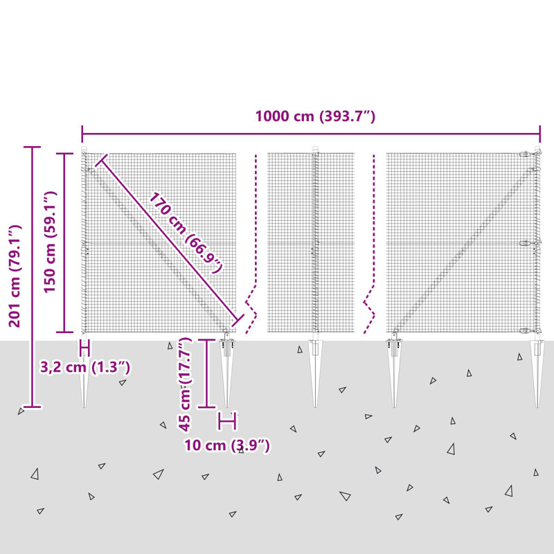150cm H x 1000cm W Plastic Fencing Kits