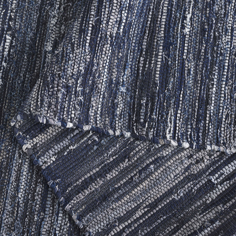 Ketter Hand Woven Denim/Cotton Rug in Navy/Black, Rectangle 5' x 8'