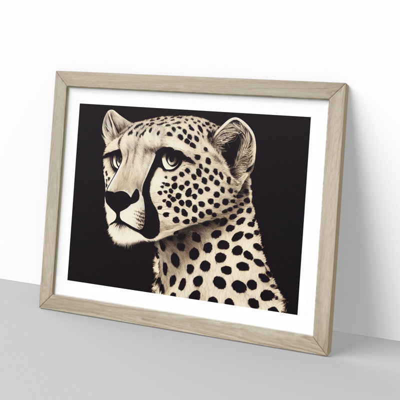Delicious Cheetah - Single Picture Frame Painting, 25cm H x 34cm W x 2cm D, Oak