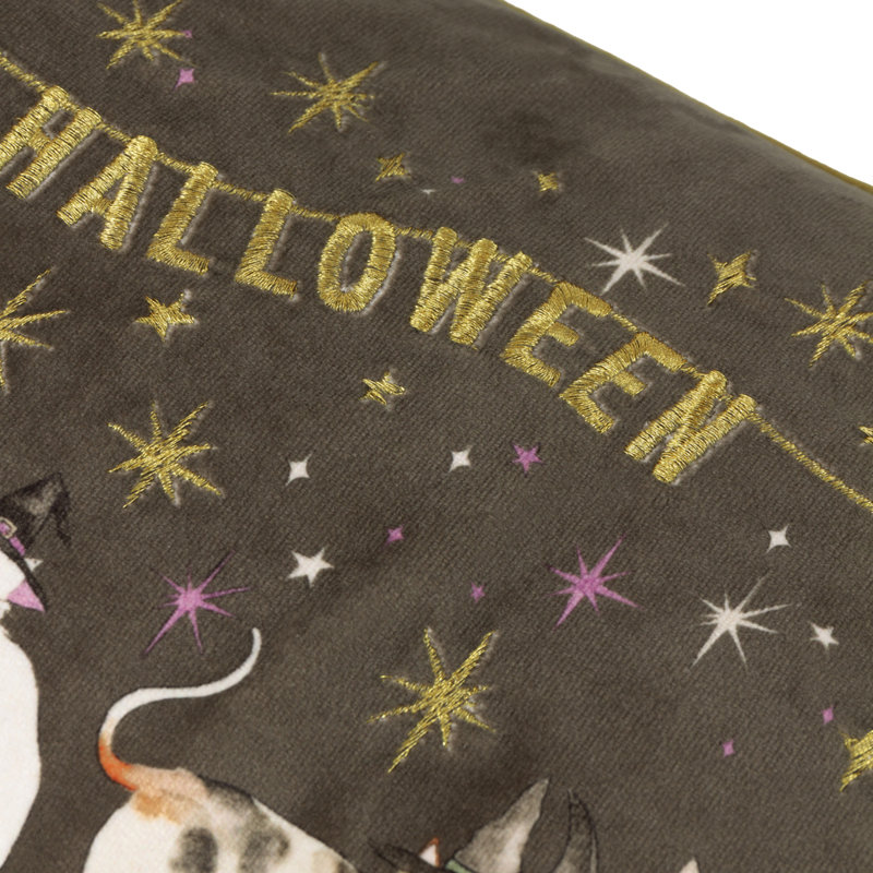 Rectangular Cushion, Polyester Only Cover, Multi Color  Halloween Pawty